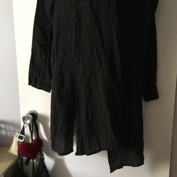 EUNHWA Paris Linen Black Asymmetric Blouse Jacket 42 L - Picture 3 of 8